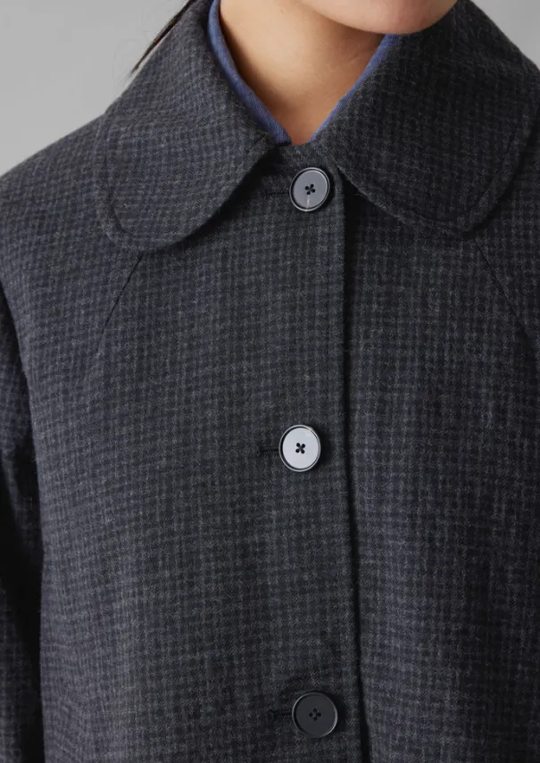 Clearance Seersucker Check Round Collar Jacket Women Coats & Jackets