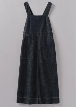Sale Side Button Denim Pinafore Dress Women Denim|Dresses