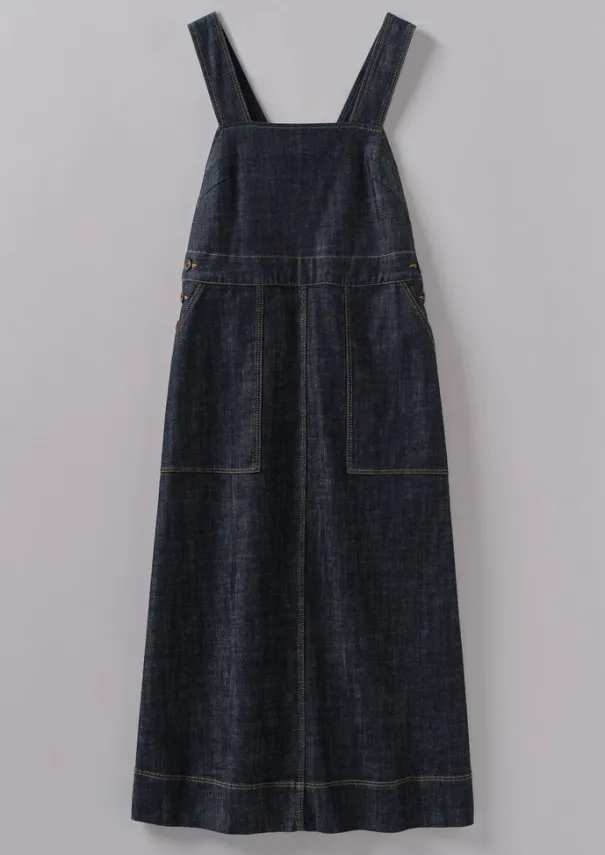 Sale Side Button Denim Pinafore Dress Women Denim|Dresses