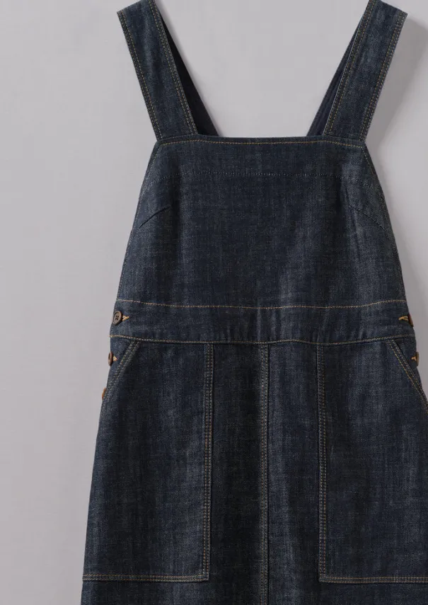 Sale Side Button Denim Pinafore Dress Women Denim|Dresses