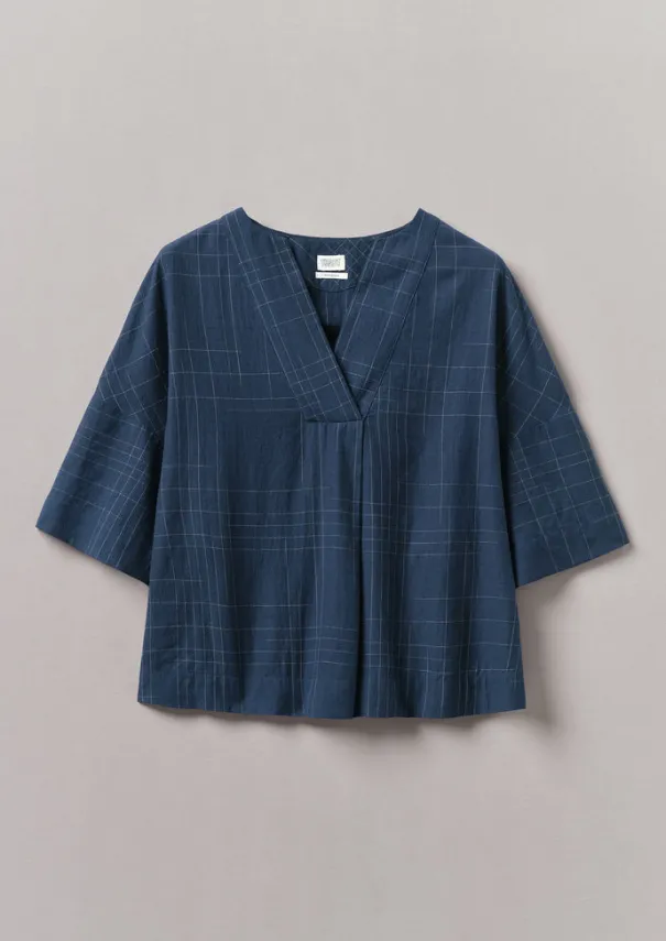 Hot Sketched Check Cotton Pyjama Top Women Nightwear