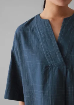 Hot Sketched Check Cotton Pyjama Top Women Nightwear