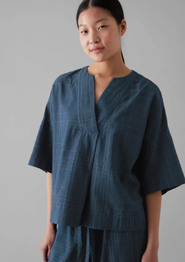 Hot Sketched Check Cotton Pyjama Top Women Nightwear