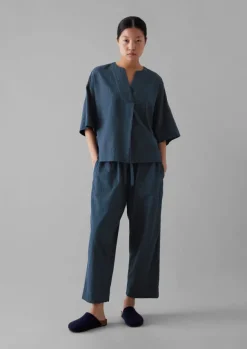 Hot Sketched Check Cotton Pyjama Top Women Nightwear
