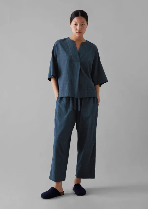 Hot Sketched Check Cotton Pyjama Top Women Nightwear