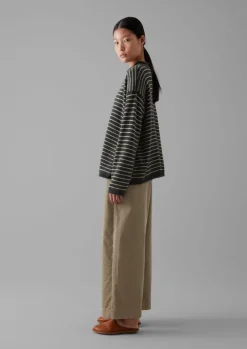 New Stripe Alpaca Wool Sweater Women Loungewear|Tops & Tees