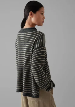 New Stripe Alpaca Wool Sweater Women Loungewear|Tops & Tees