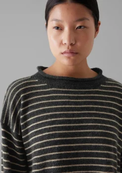 New Stripe Alpaca Wool Sweater Women Loungewear|Tops & Tees