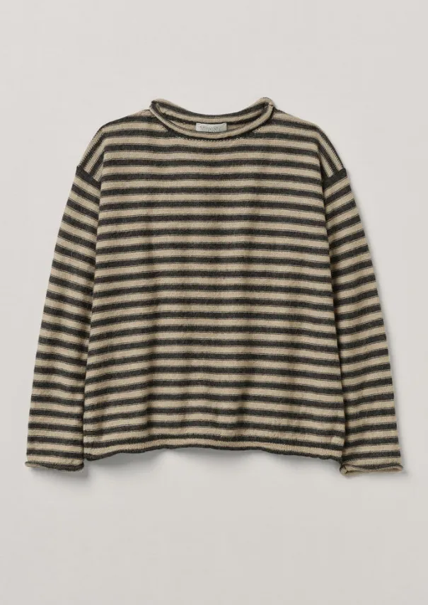 Stripe Alpaca Wool Sweater Women Loungewear|Knitwear