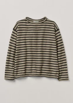 Stripe Alpaca Wool Sweater Women Loungewear|Knitwear