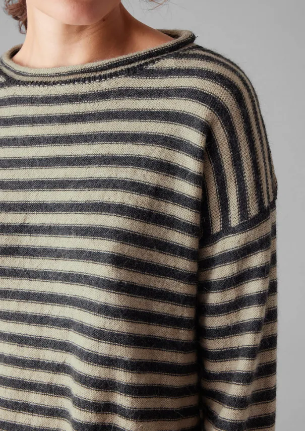 Stripe Alpaca Wool Sweater Women Loungewear|Knitwear