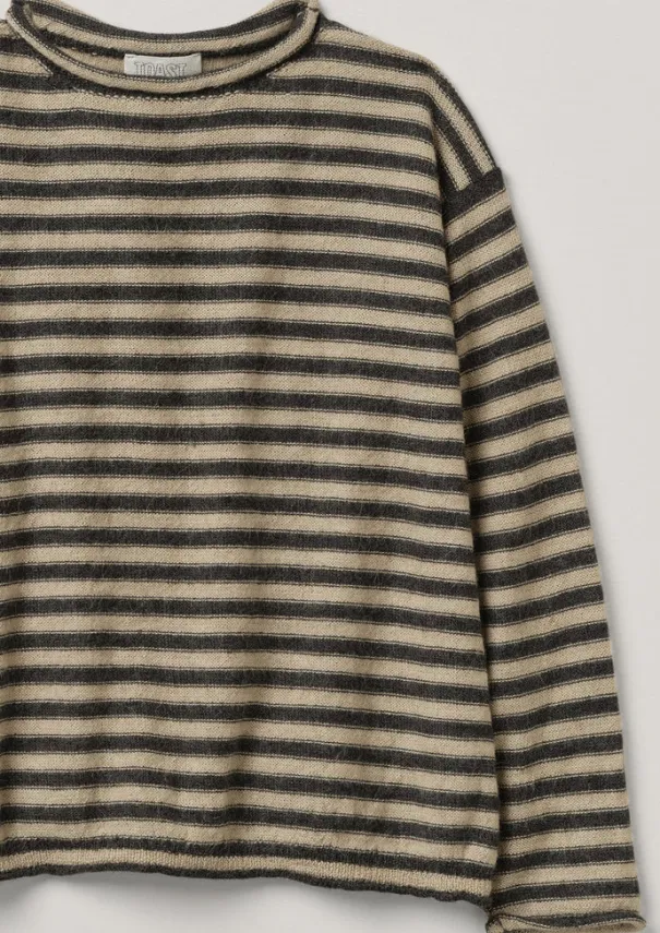 Stripe Alpaca Wool Sweater Women Loungewear|Knitwear