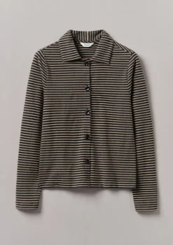 Clearance Stripe Cotton Jersey Shirt Women Jersey|Shirts