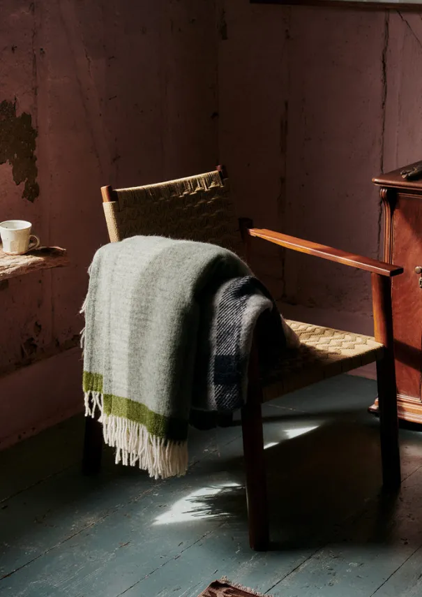 Outlet Stripe Edge Wool Blanket Textiles|Blankets & Throws