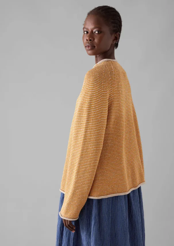 New Stripe Linen Cotton Sweater Women Linen|Jersey