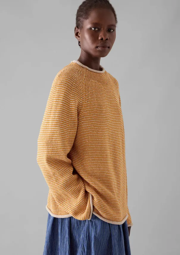 New Stripe Linen Cotton Sweater Women Linen|Jersey