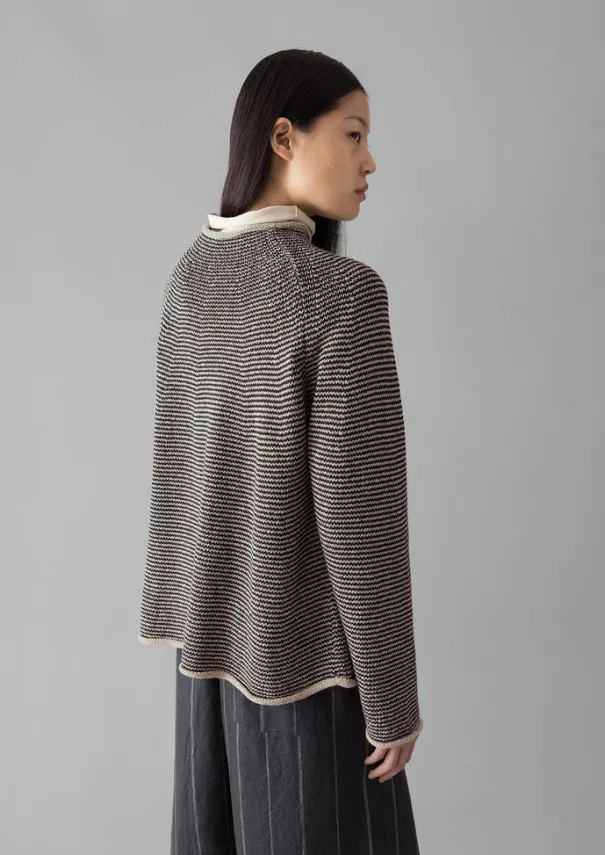 Sale Stripe Linen Cotton Sweater Women Linen|Jersey