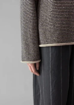 Sale Stripe Linen Cotton Sweater Women Linen|Jersey