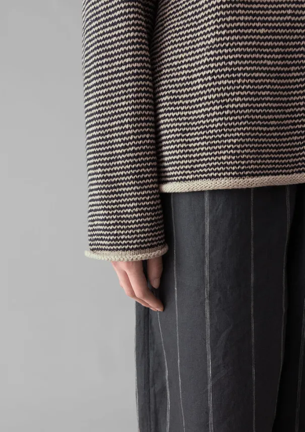 Sale Stripe Linen Cotton Sweater Women Linen|Jersey