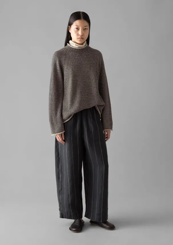 Sale Stripe Linen Cotton Sweater Women Linen|Jersey