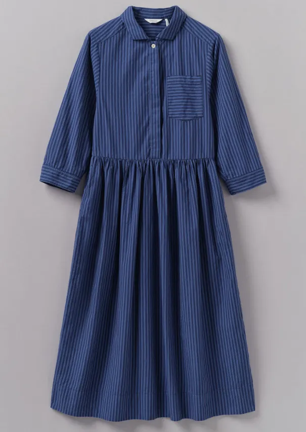 Outlet Stripe Poplin Shirt Dress Women Dresses