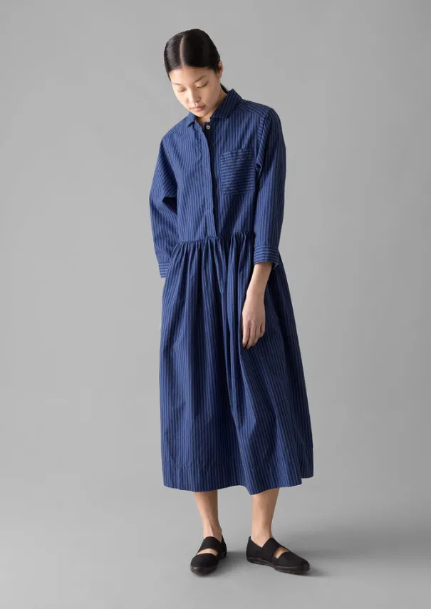 Outlet Stripe Poplin Shirt Dress Women Dresses