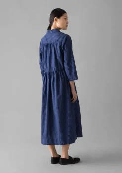 Outlet Stripe Poplin Shirt Dress Women Dresses