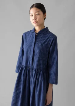 Outlet Stripe Poplin Shirt Dress Women Dresses