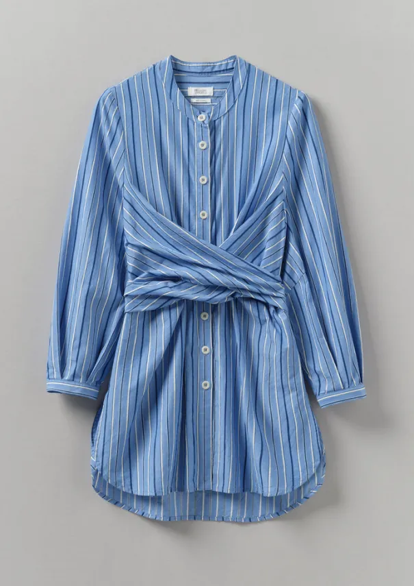 Discount Stripe Poplin Wrap Front Shirt Women Tops & Tees