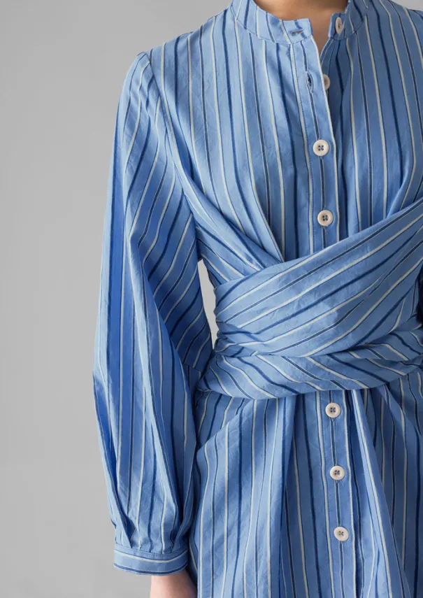 Discount Stripe Poplin Wrap Front Shirt Women Tops & Tees