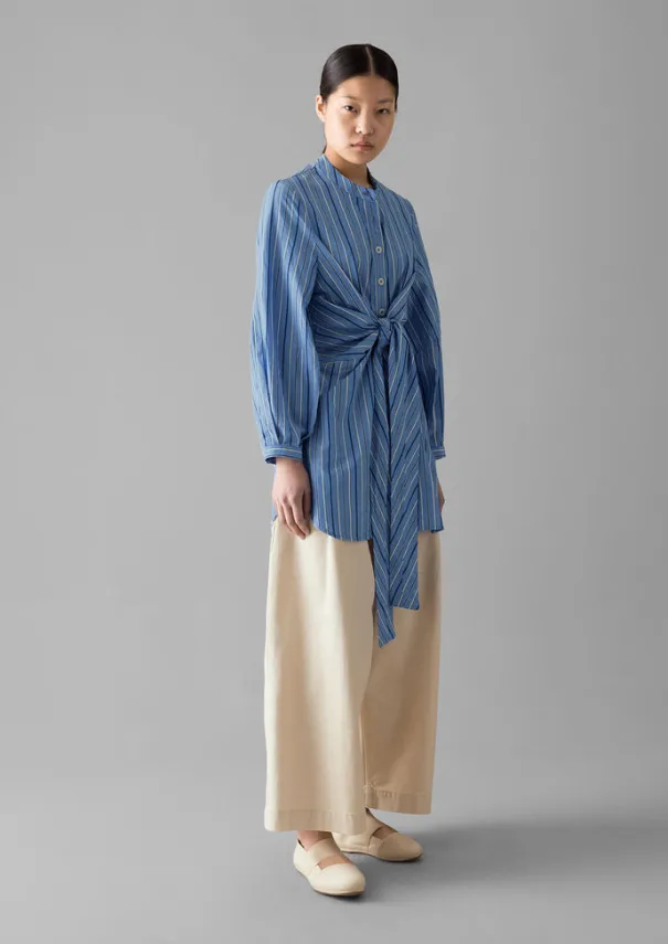 Discount Stripe Poplin Wrap Front Shirt Women Tops & Tees