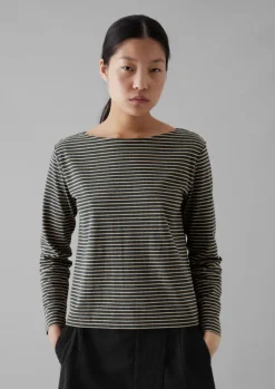New Stripe Soft Cotton Long Sleeve Tee Women Jersey|Tops & Tees