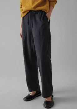 Best Suki Wool Cotton Seersucker Check Trousers Women Trousers