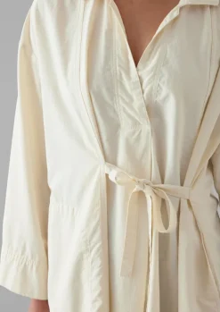 Hot Textured Cotton Poplin Wrap Shirt Women Tops & Tees