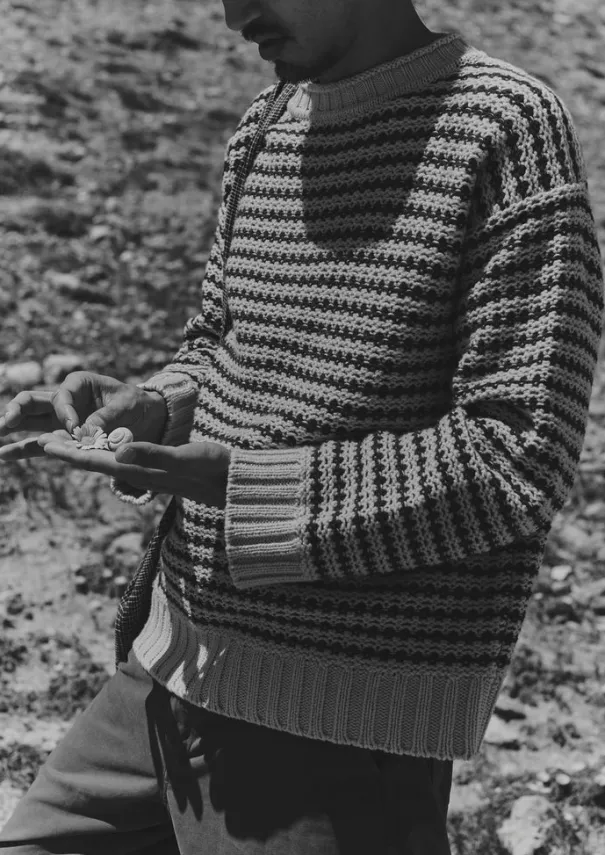 Best Tucking Stripe Wool Cotton Sweater Knitwear