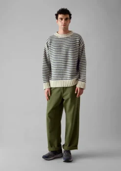 Best Tucking Stripe Wool Cotton Sweater Knitwear