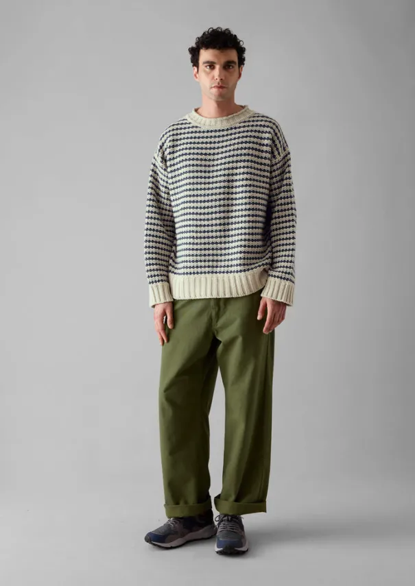 Best Tucking Stripe Wool Cotton Sweater Knitwear