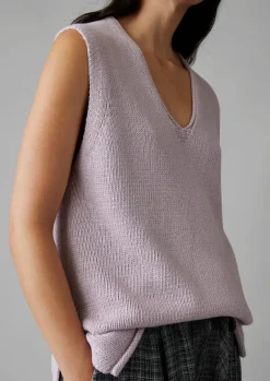 Online V-Neck Linen Cotton Knitted Tank Women Linen|Loungewear