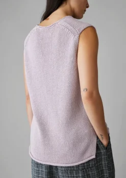 Online V-Neck Linen Cotton Knitted Tank Women Linen|Loungewear