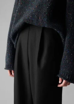 Clearance Wool Flannel Pleat Front Trousers Women Trousers