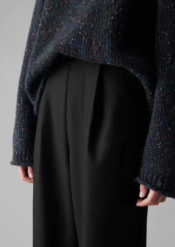 Clearance Wool Flannel Pleat Front Trousers Women Trousers
