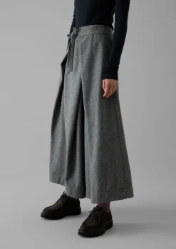 Discount Wool Flannel Tie Front Culottes Women Skirts|Trousers