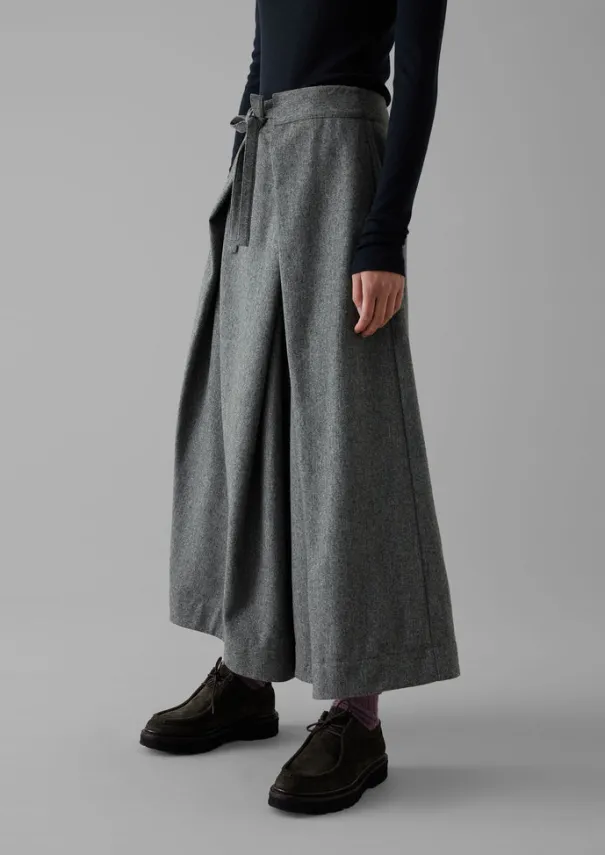 Discount Wool Flannel Tie Front Culottes Women Skirts|Trousers