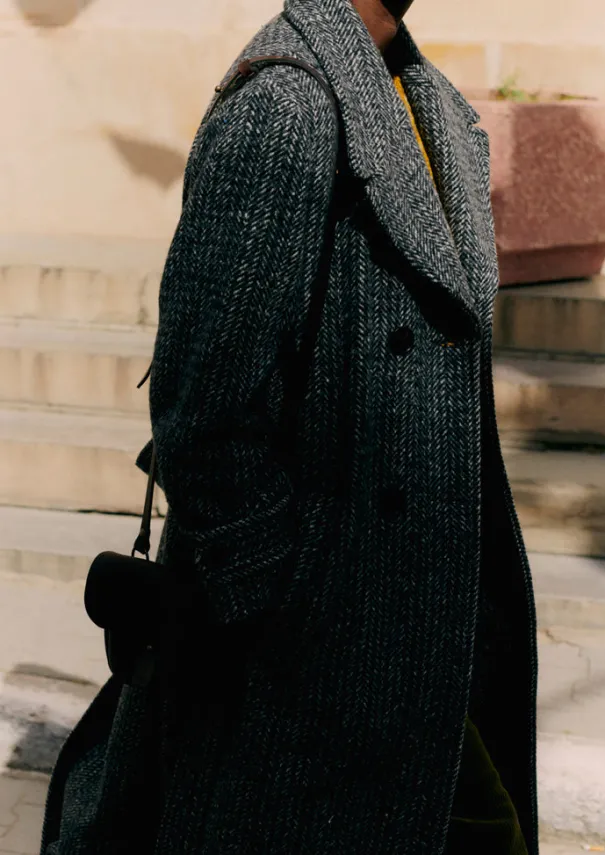 Online Wool Herringbone Belted Coat Women Coats & Jackets